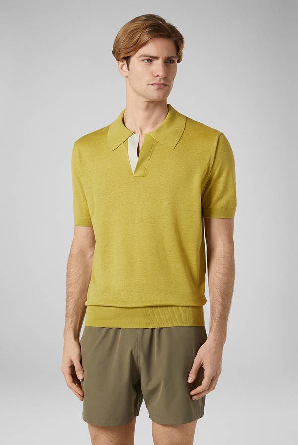 Lab. Pal Zileri Polo in maglia di lino e seta color senape Promozione Limitata