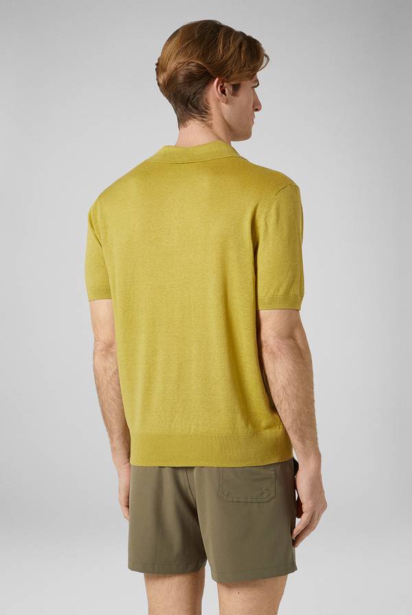Lab. Pal Zileri Polo in maglia di lino e seta color senape Promozione Limitata