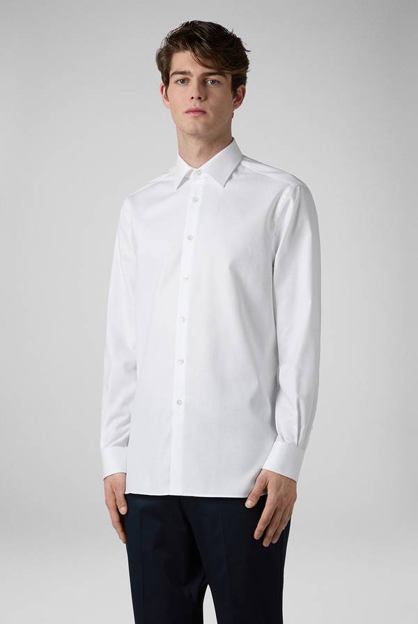 Lab. Pal Zileri Camicia bianca in cotone con micro struttura Prezzo Ridotto
