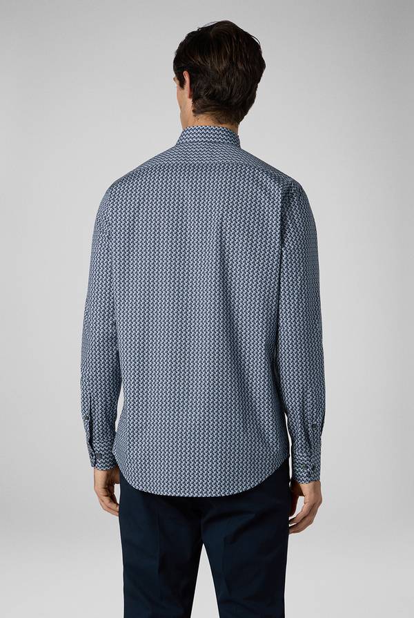 Lab. Pal Zileri Camicia in cotone stampato nei toni del blu Sottocosto