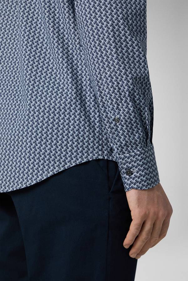 Lab. Pal Zileri Camicia in cotone stampato nei toni del blu Sottocosto