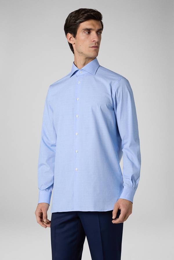 Lab. Pal Zileri Camicia Principe di Galles azzurra Convenienza
