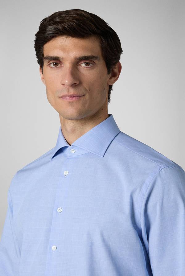 Lab. Pal Zileri Camicia Principe di Galles azzurra Convenienza