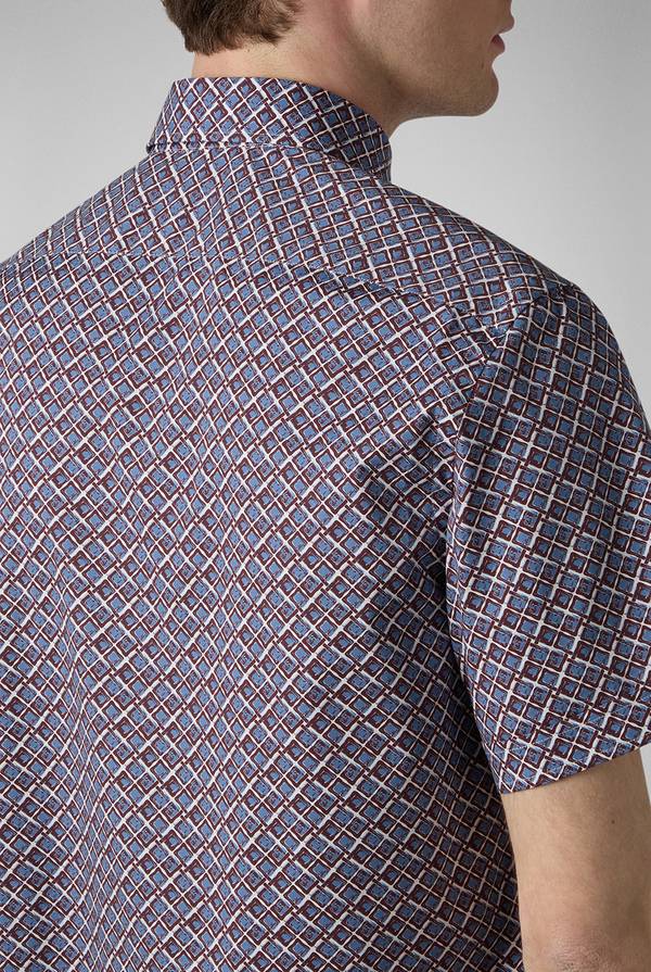 Lab. Pal Zileri Camicia bowling stampata nei toni dell'azzurro, bianco e bordeaux Online