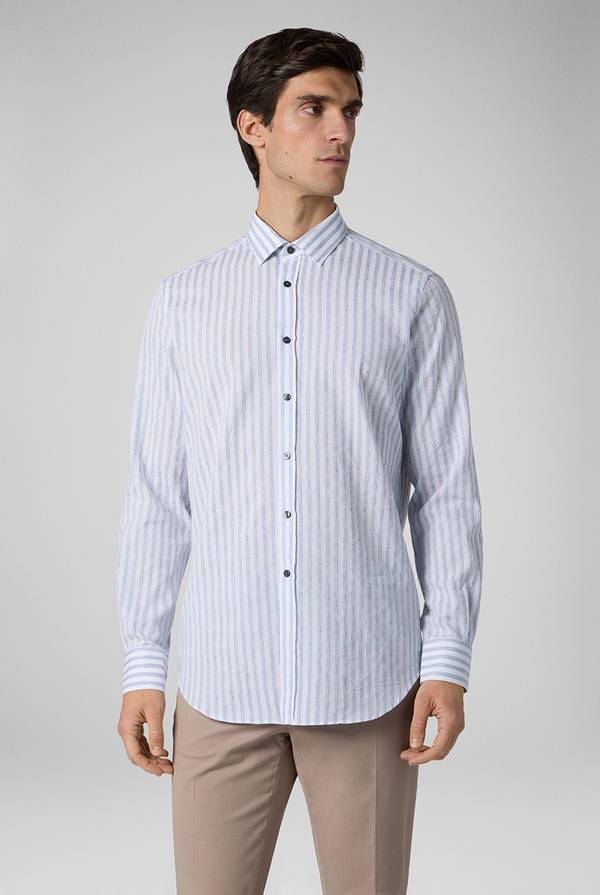 Lab. Pal Zileri Camicia a macro righe bianche e azzurre Vendita Economica