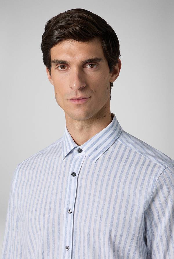 Lab. Pal Zileri Camicia a macro righe bianche e azzurre Vendita Economica