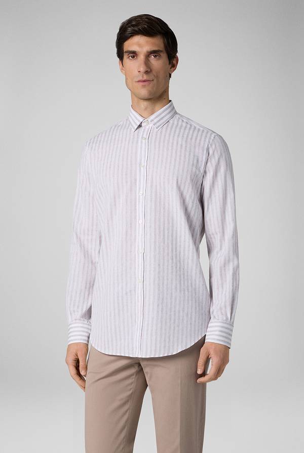 Lab. Pal Zileri Camicia a macro righe bianche e azzurre Saldi Di Fabbrica