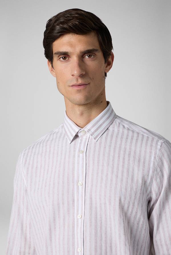 Lab. Pal Zileri Camicia a macro righe bianche e azzurre Saldi Di Fabbrica