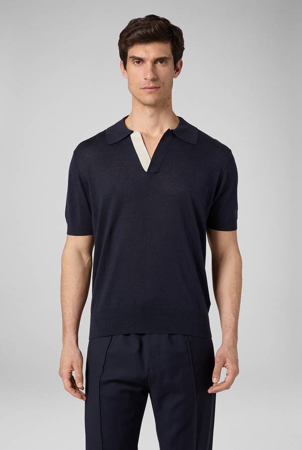 Lab. Pal Zileri Polo in maglia di lino e seta color senape Acquista Ora