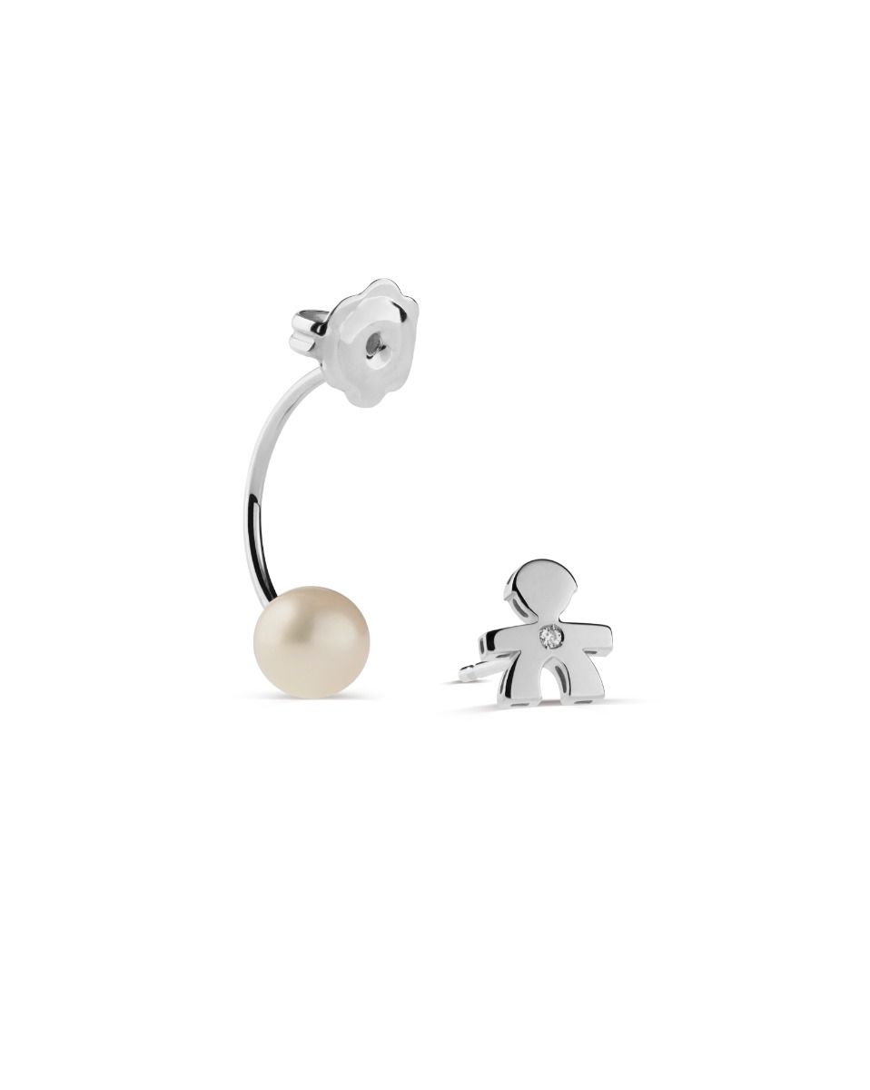 Le Bebé Mono Orecchino Le Perle con sagoma bimbo in oro bianco e diamante Novità