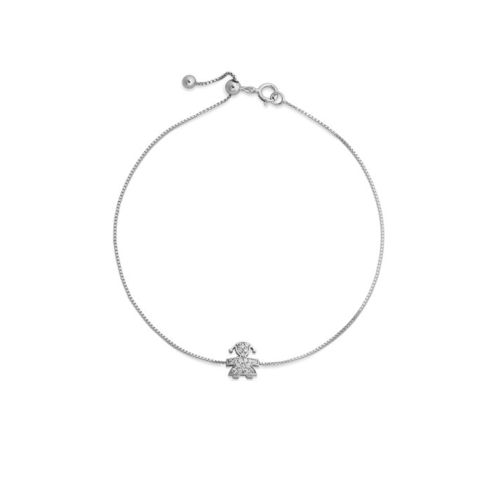 Le Bebé Bracciale I Tesorini con sagoma bimba in oro bianco e diamanti