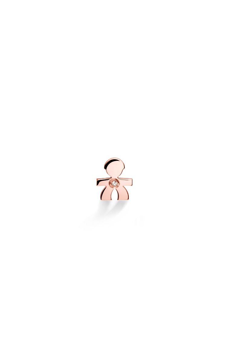 Le Bebé Orecchino I Preziosi con sagoma bimbo in oro rosa e diamante Spedizione Gratuita