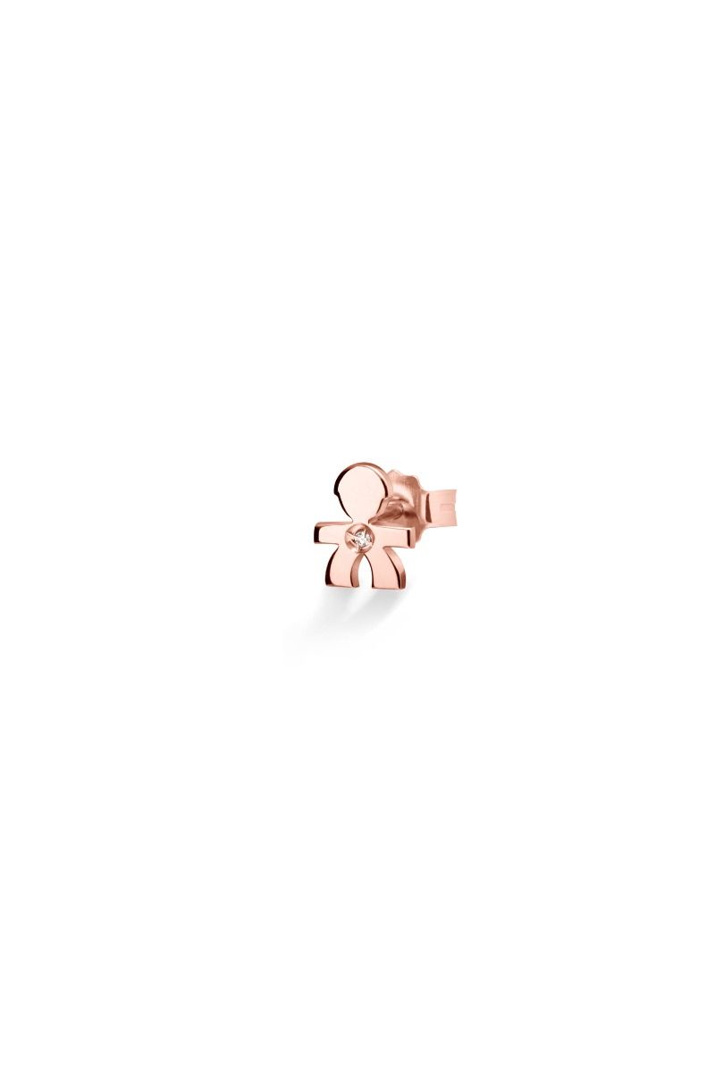 Le Bebé Orecchino I Preziosi con sagoma bimbo in oro rosa e diamante Spedizione Gratuita