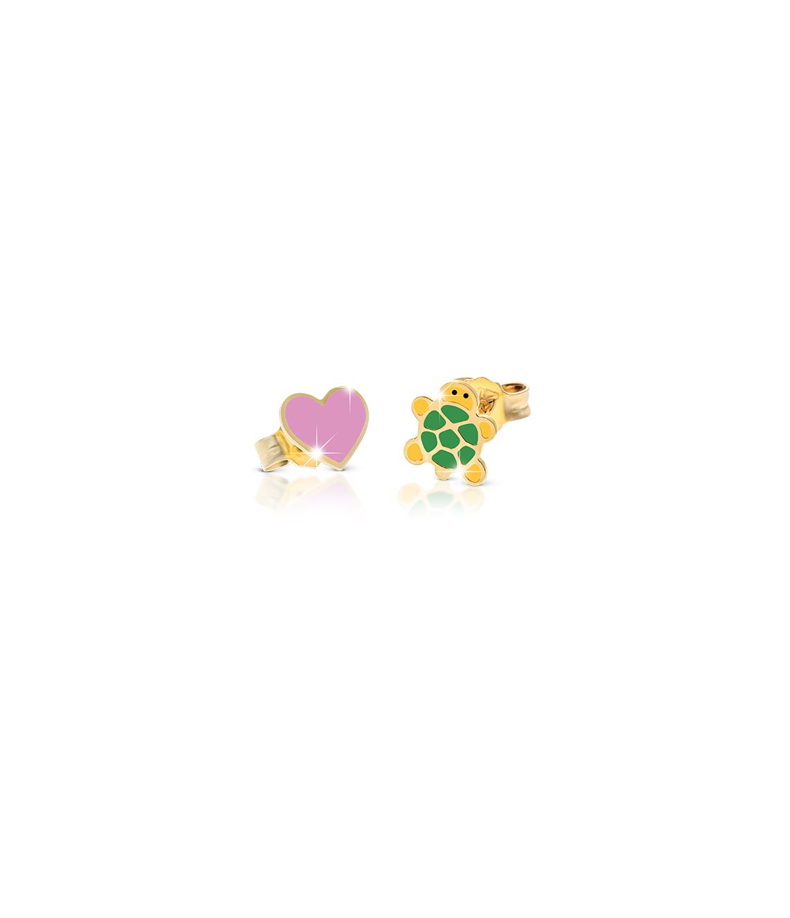 Le Bebé Orecchini Fortuna con tartaruga e cuore in oro giallo Saldi