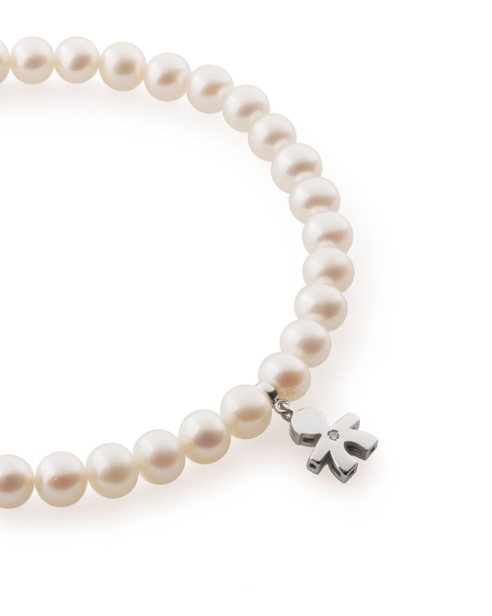 Le Bebé Bracciale Le Perle con sagoma bimbo in oro bianco e diamante Italia