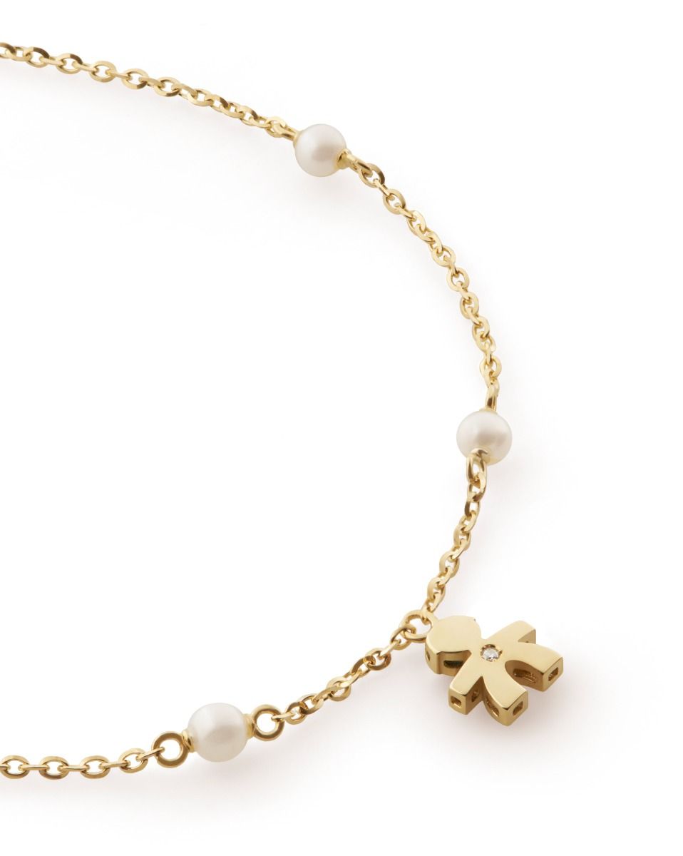 Le Bebé Bracciale Le Perle con sagoma bimbo in oro giallo e diamante Qualità
