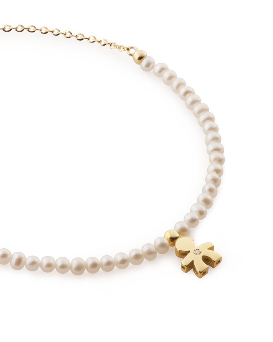 Le Bebé Bracciale Le Perle con sagoma bimbo in oro giallo e diamante Negozi Online