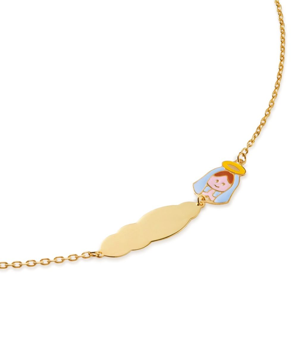 Le Bebé Bracciale Proteggimi con Madonnina e targhetta in oro giallo Affare Del Giorno