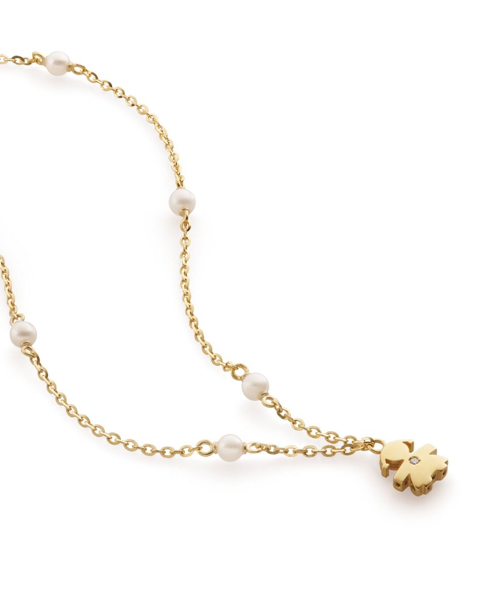 Le Bebé Collana Le Perle con sagoma bimba in oro giallo e diamante I Più Venduti