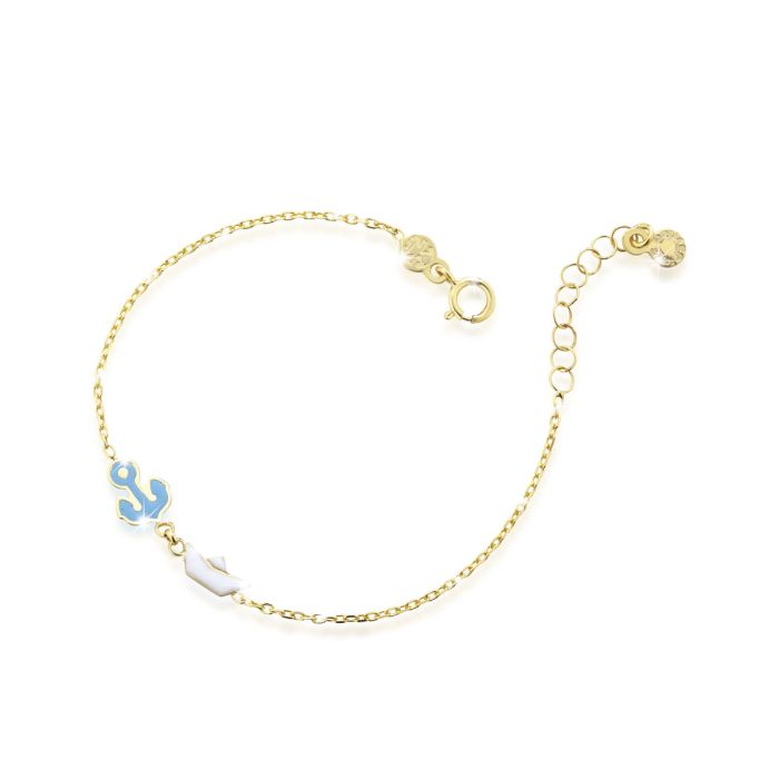 Le Bebé Bracciale Toys con àncora e barchetta in oro giallo