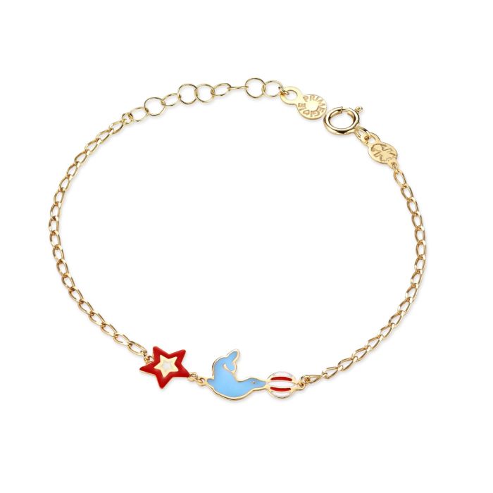 Le Bebé Bracciale Circo con foca e stellina in oro giallo Italia