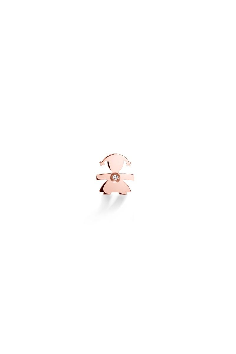 Le Bebé Orecchino I Preziosi con sagoma bimba in oro rosa e diamante In Linea