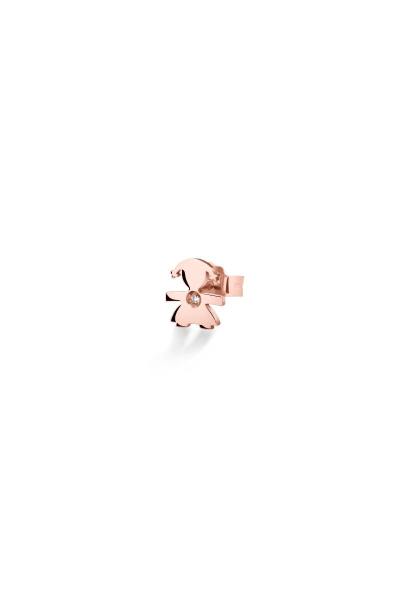 Le Bebé Orecchino I Preziosi con sagoma bimba in oro rosa e diamante In Linea