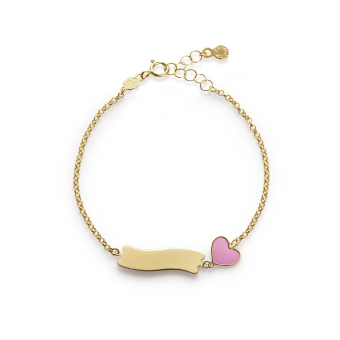 Le Bebé Bracciale Fortuna con cuore e targhetta in oro giallo Shopping Online