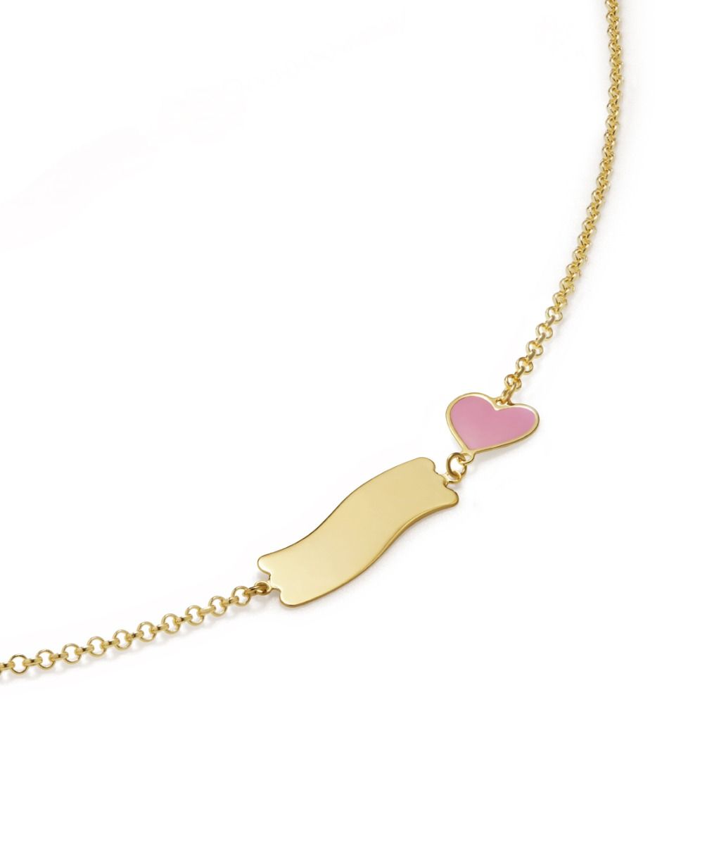 Le Bebé Bracciale Fortuna con cuore e targhetta in oro giallo Shopping Online