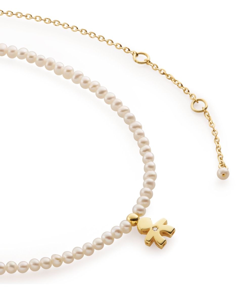 Le Bebé Collana sagoma bimbo con perle, oro giallo e diamante - leBebé Outlet