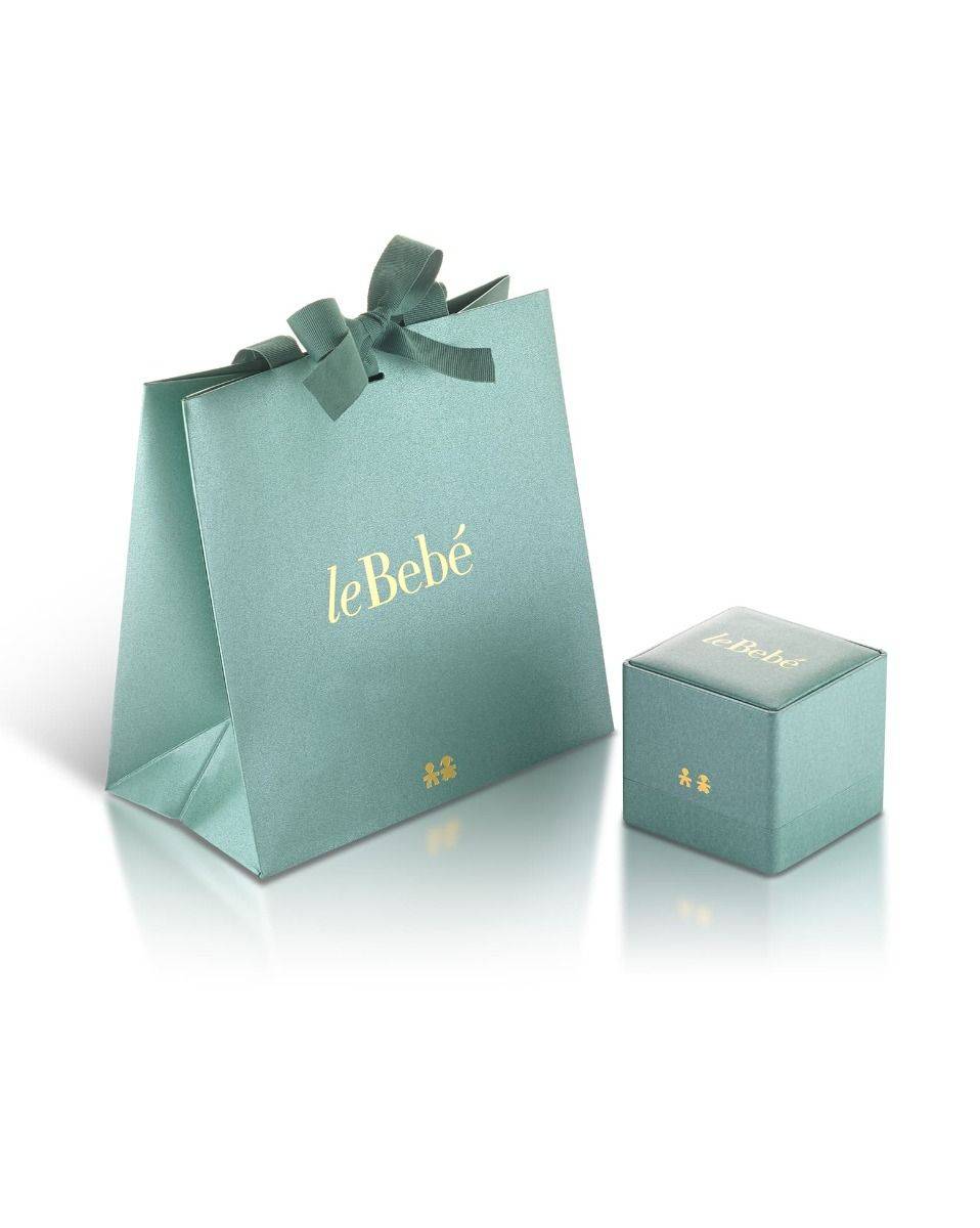 Le Bebé Collana Les Bonbons con sagoma bimbo, in oro bianco con topazi, acquamarine e diamante Vendita Economica