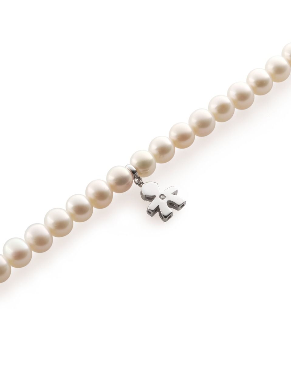 Le Bebé Collana Le Perle con sagoma bimbo in oro bianco e diamante Negozio