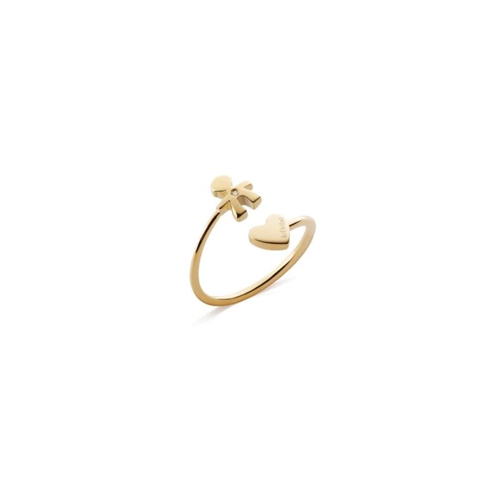 Le Bebé Anello Contrarié Les Petits con sagoma bimbo e cuore, in oro giallo e diamante Negozi Online