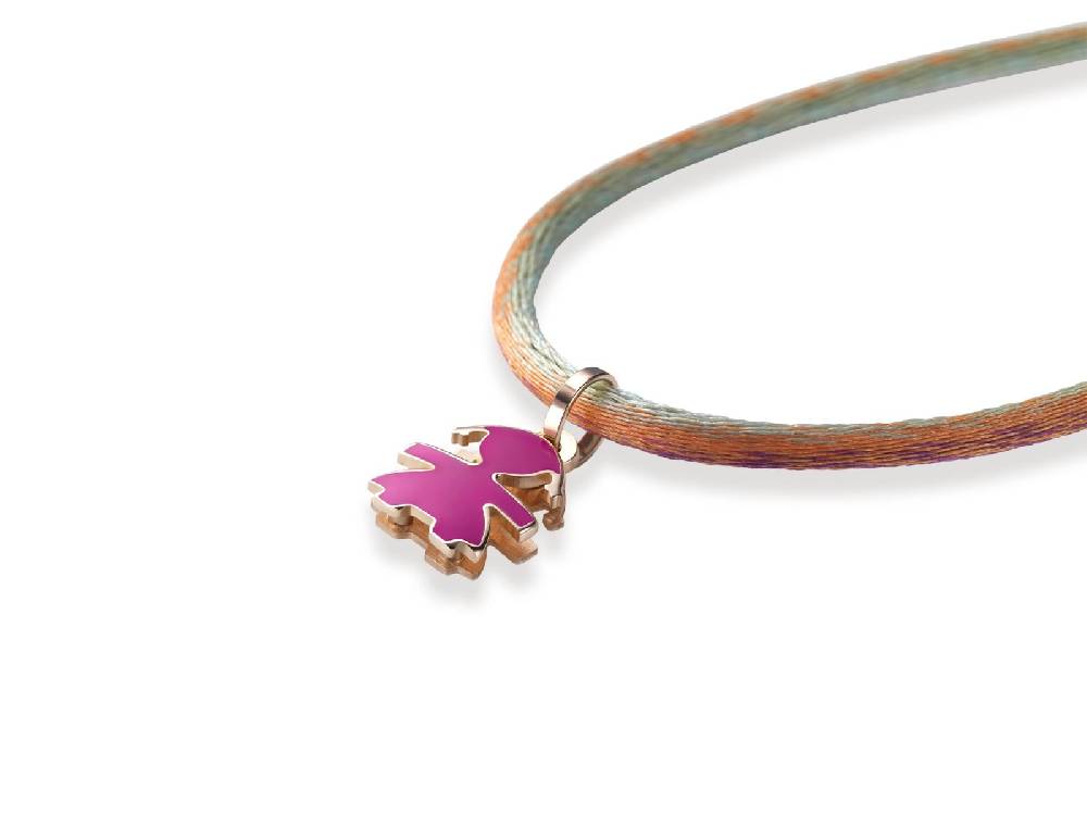 Le Bebé Ciondolo I Classici con sagoma bimba in oro rosa e smalto viola Saldi