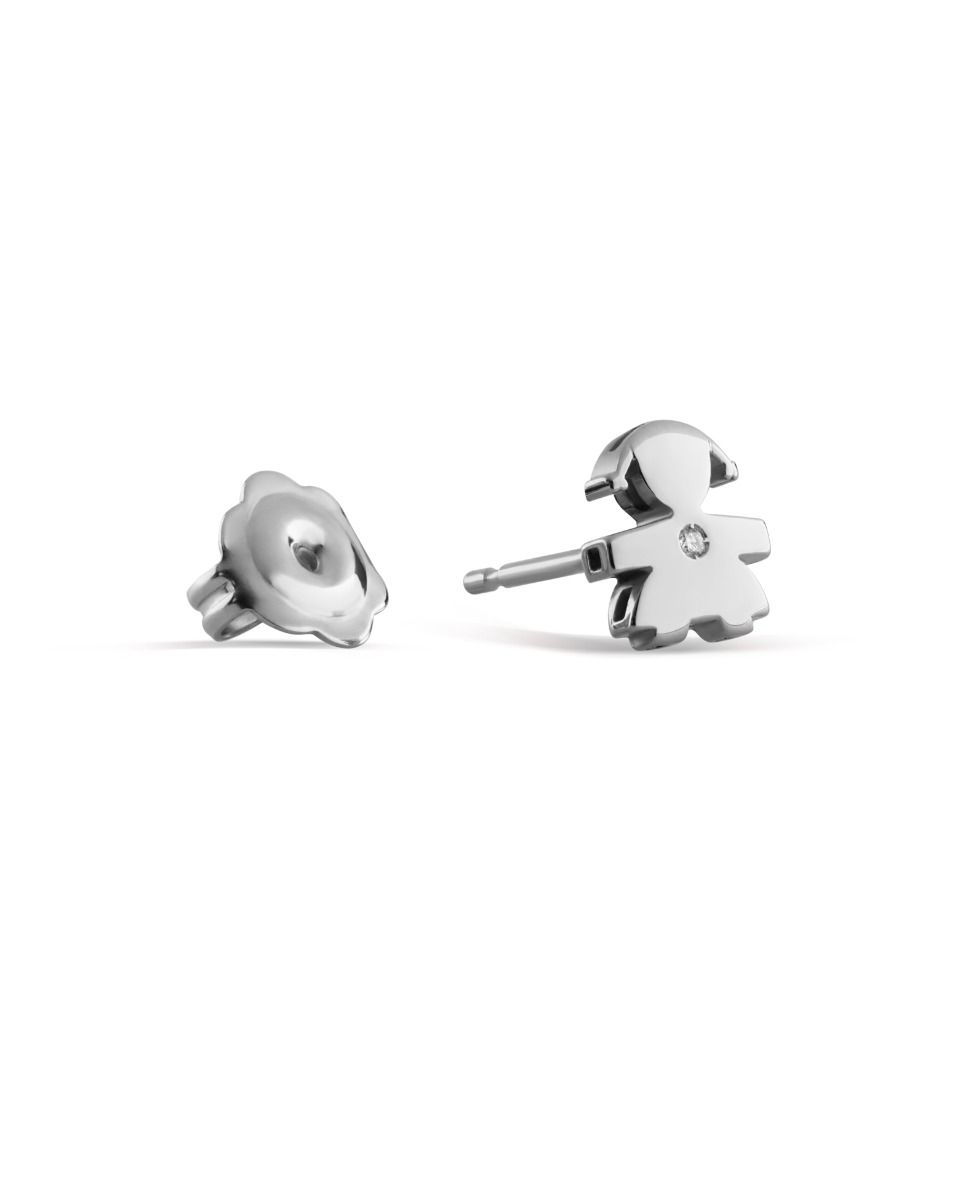 Le Bebé Mono Orecchino Le Perle con sagoma bimba in oro bianco e diamante 50% di sconto per tempo limitato