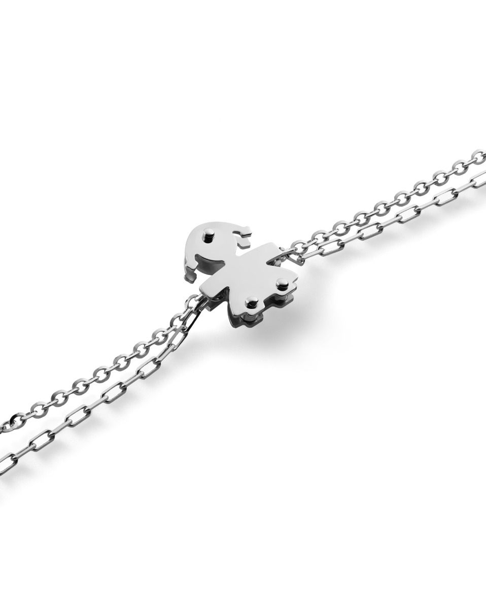 Le Bebé Bracciale I Classici con sagoma bimba in oro bianco e diamante Italy