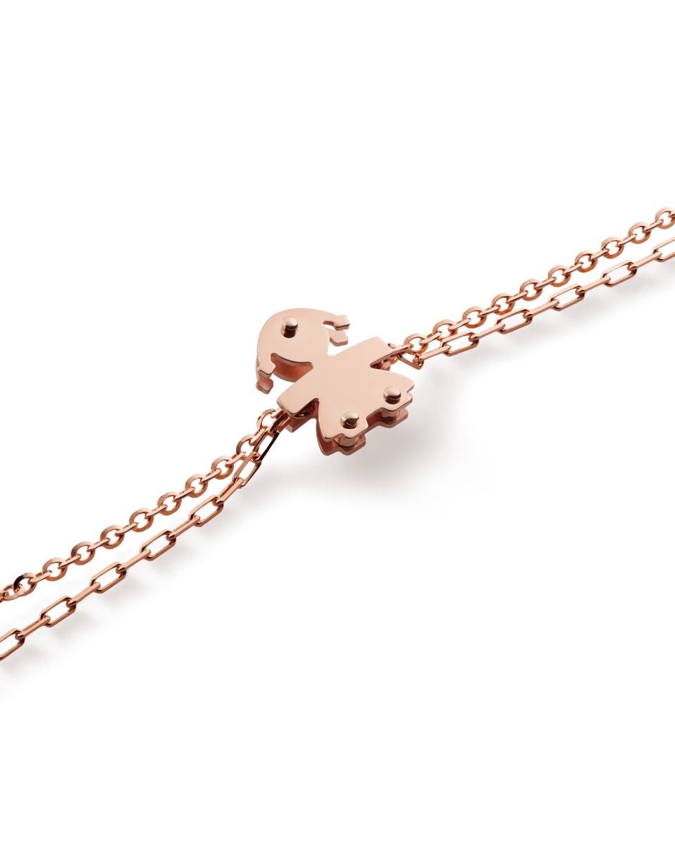 Le Bebé Bracciale I Classici con sagoma bimba in oro rosa e diamante Italia