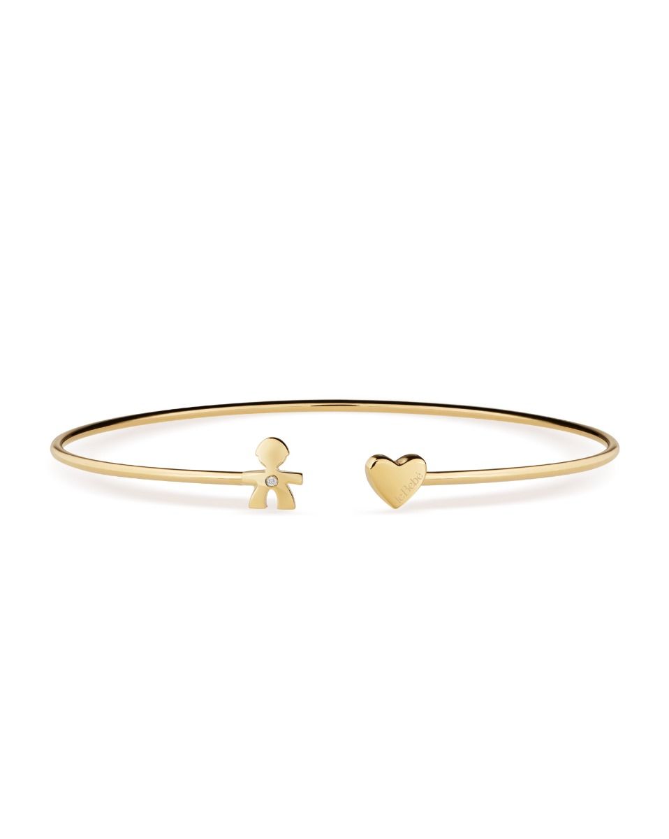 Le Bebé Bracciale Les Petits con sagoma bimbo e cuore, in oro giallo e diamante Promozione Limitata