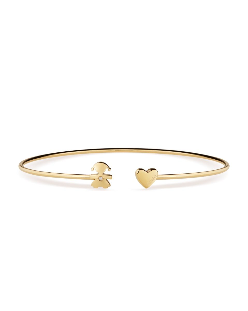 Le Bebé Bracciale Les Petits con sagoma bimba e cuore, in oro giallo e diamante Convenienza