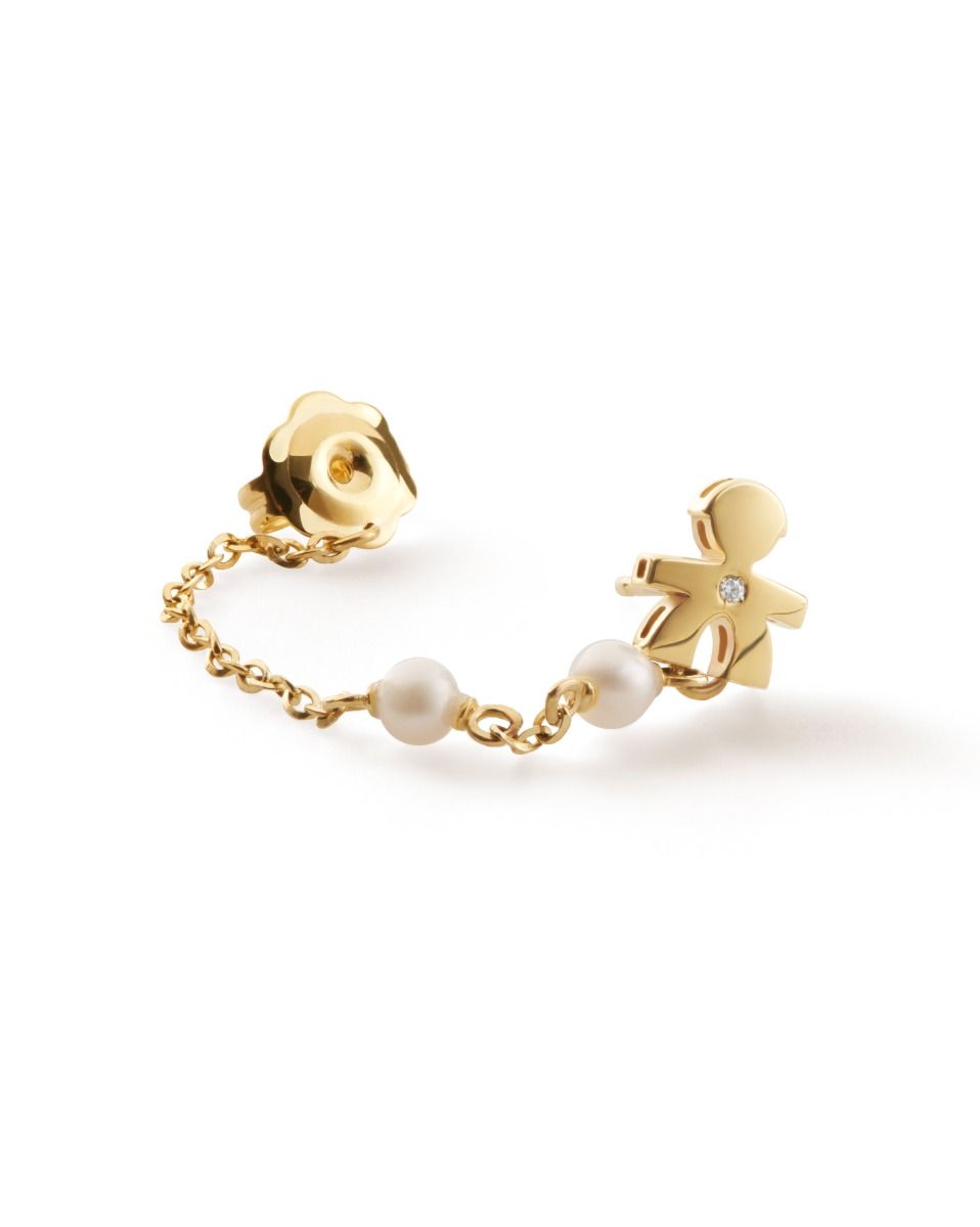 Le Bebé Mono Orecchino Le Perle con sagoma bimbo in oro giallo e diamante Shopping Online