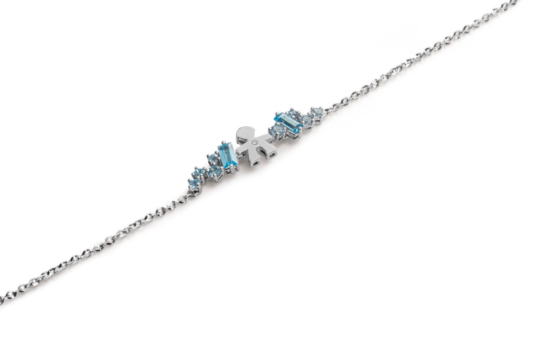 Le Bebé Bracciale Les Bonbons con sagoma bimbo, in oro bianco con topazi, acquamarine e diamante Offerta