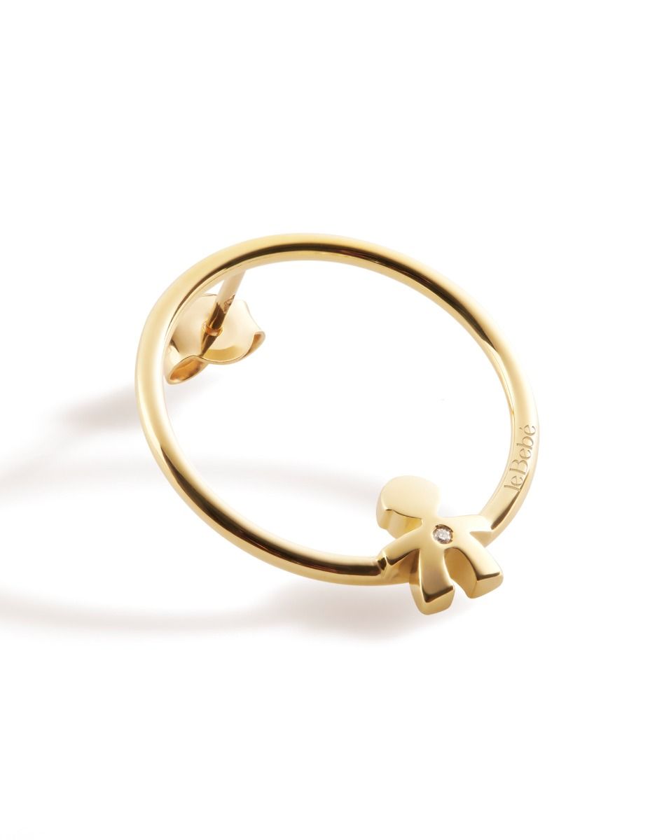 Le Bebé Mono Orecchino Les Petits con sagoma bimbo in oro giallo e diamante Outlet