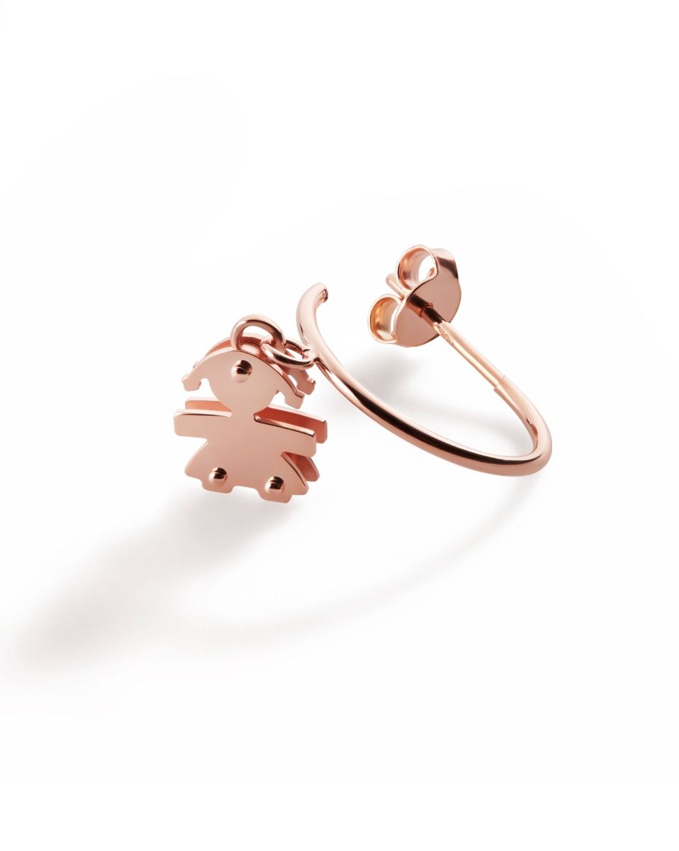 Le Bebé Orecchini I Mini con sagoma bimba in oro rosa Saldi Di Fabbrica