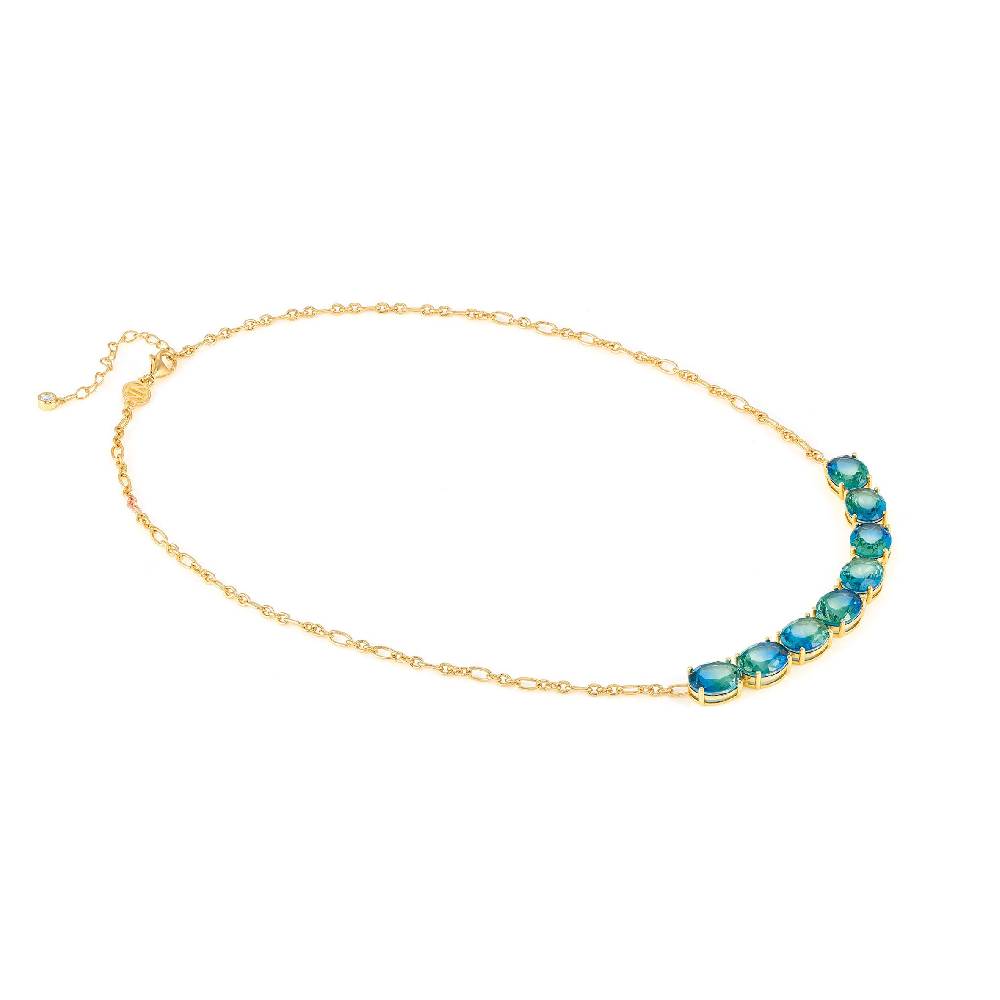 Nomination Collana Symbiosi con pietre Bicolor celeste e verde Nuova