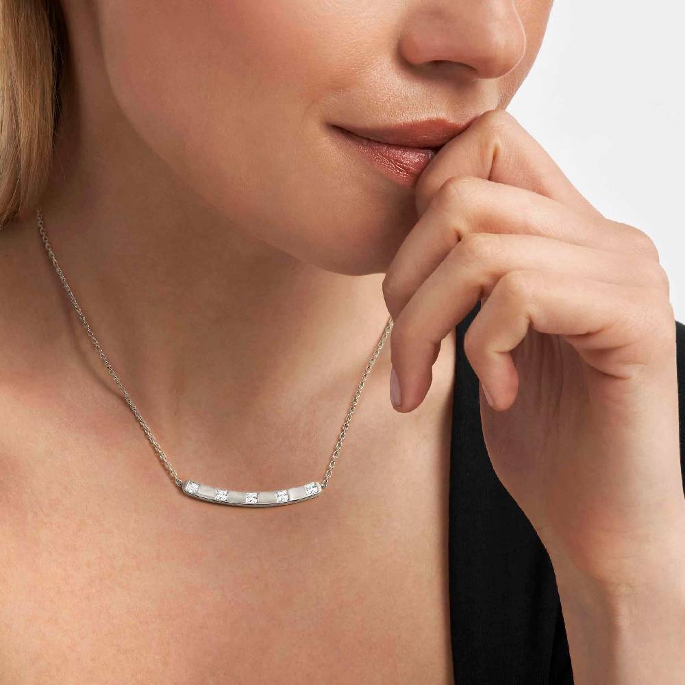 Nomination Collana Carismatica Centrale in Argento e Pietre bianche Nuovo