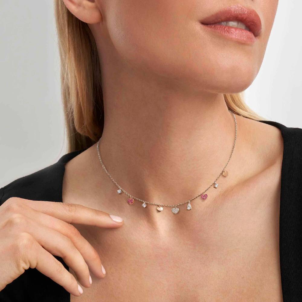Nomination Collana Lucentissima Mix Pendenti Cuori e Cubic Zirconia Convenienza
