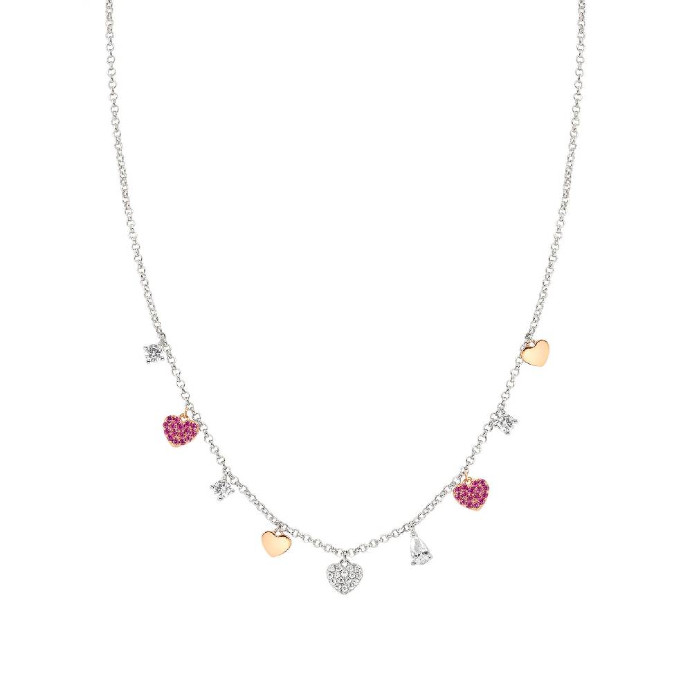 Nomination Collana Lucentissima Mix Pendenti Cuori e Cubic Zirconia Convenienza