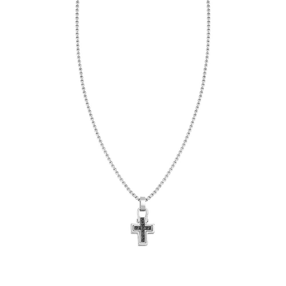 Nomination Collana Manvision con Croce e Pietre nere Outlet