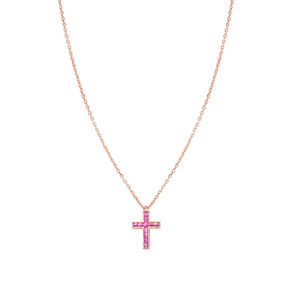 Nomination Collana Carismatica Croce e CubIc Zirconia fucsia Offerta per la Festa della Mamma