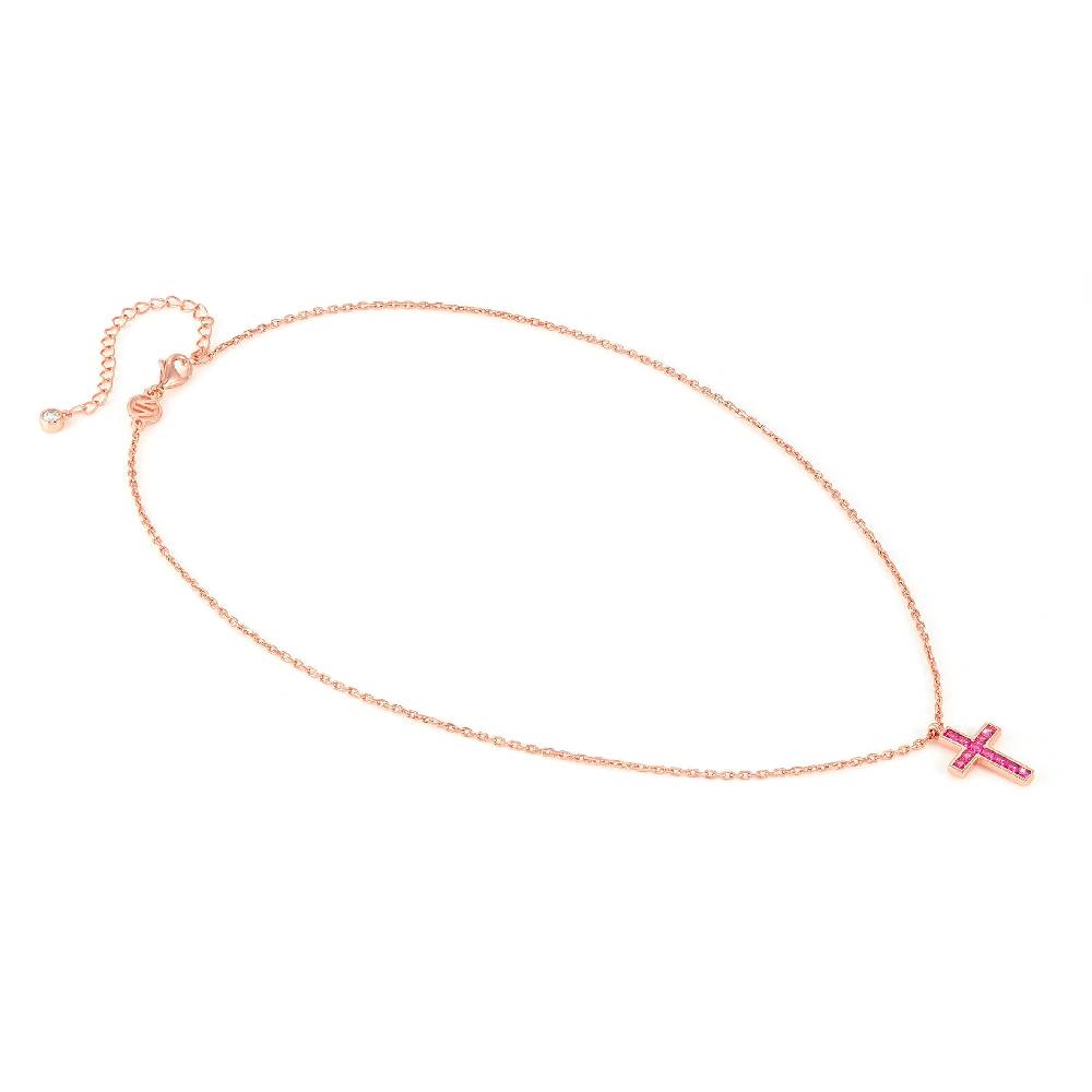 Nomination Collana Carismatica Croce e CubIc Zirconia fucsia Offerta per la Festa della Mamma